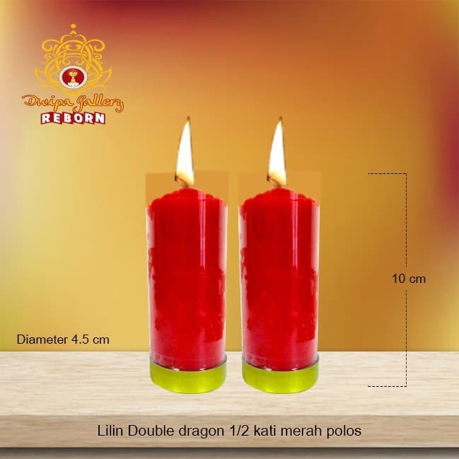 Lilin/Candle Puja Sembahyang Double Dragon 1/2 Kati Merah Polos