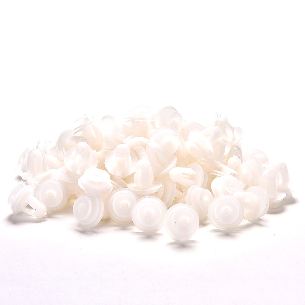 100pcs Paku Keling Pengencang Panel Pintu Mobil Bahan Plastik Warna Putih Ukuran 8.2mm