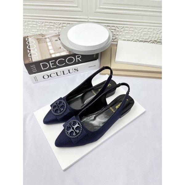 sepatu flat shoes wanita terbaru kekinian pesta LOUISDEAR sepatu flat heel 2 cm tali belakang bahan satin B66