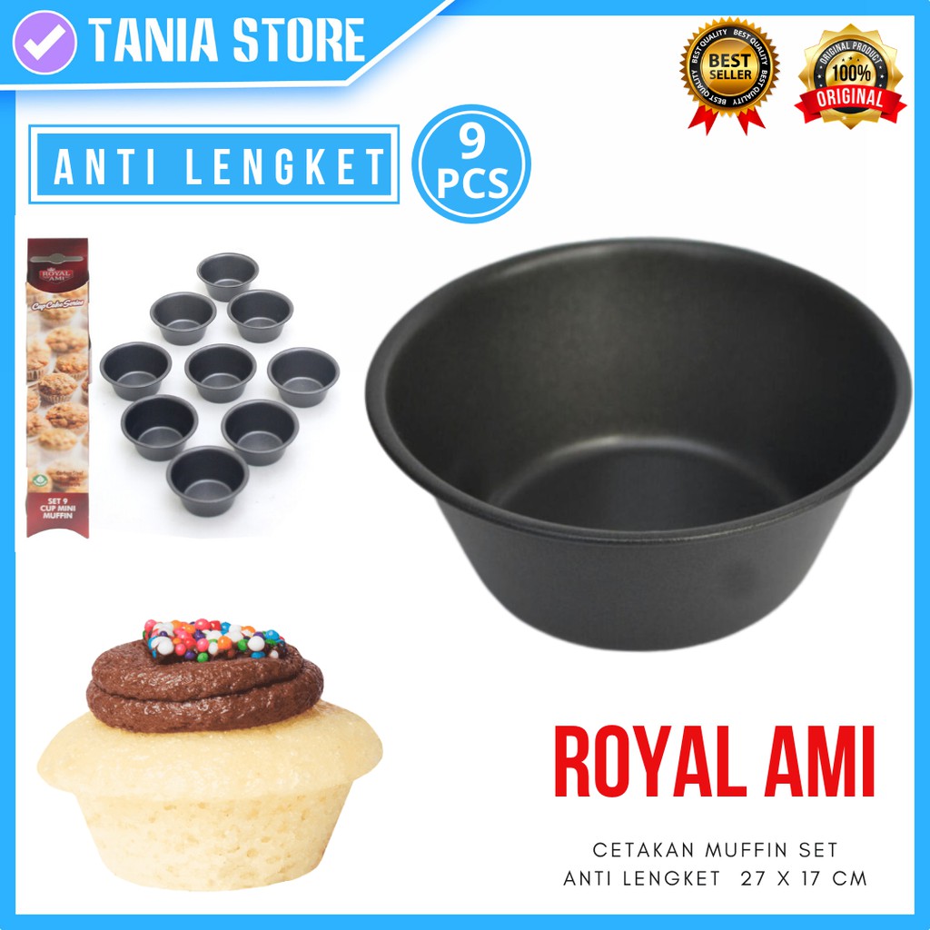 Cetakan Bolu Kukus Loyang Muffin Texas Set 9 Cup Anti Lengket | Shopee Indonesia