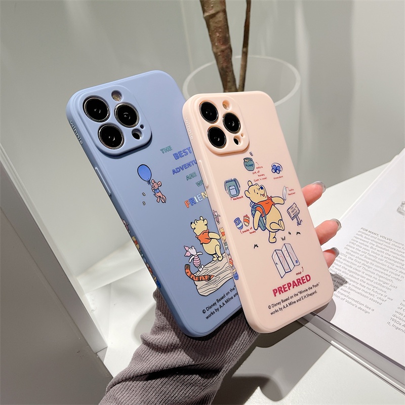 Cute Winnie the Pooh case iphone 11 pro max 12 13 pro max Xs max XR 7/8 plus se2020 Fun Side Pattern All Inclusive Shockproof Silicone Soft Case Cover