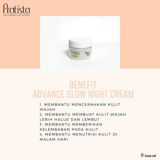 Advance Glow Night Cream / Menyamarkan Flek / Kerutan Halus Di Wajah / Bagus Dan Aman