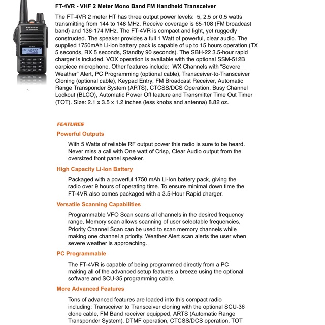 Radio HT Yaesu FT 4V Original garansi resmi