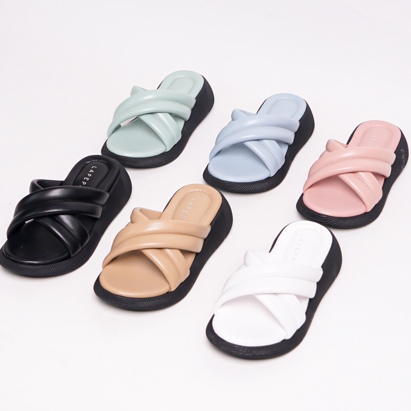 LAPEPA YUK - Sandal Platform Anak Perempuan Usia 2 sampai 10 Tahun NADHIRA KIDS ALL COLOR Sendal Anak cewek Wedges Wanita Empuk Model Silang Warna Hitam Strap adek kakak cewe Slop Usia Umur 3 4 5 6 7 8 9 thn Tahun Premium Ori Original Mall Official Store