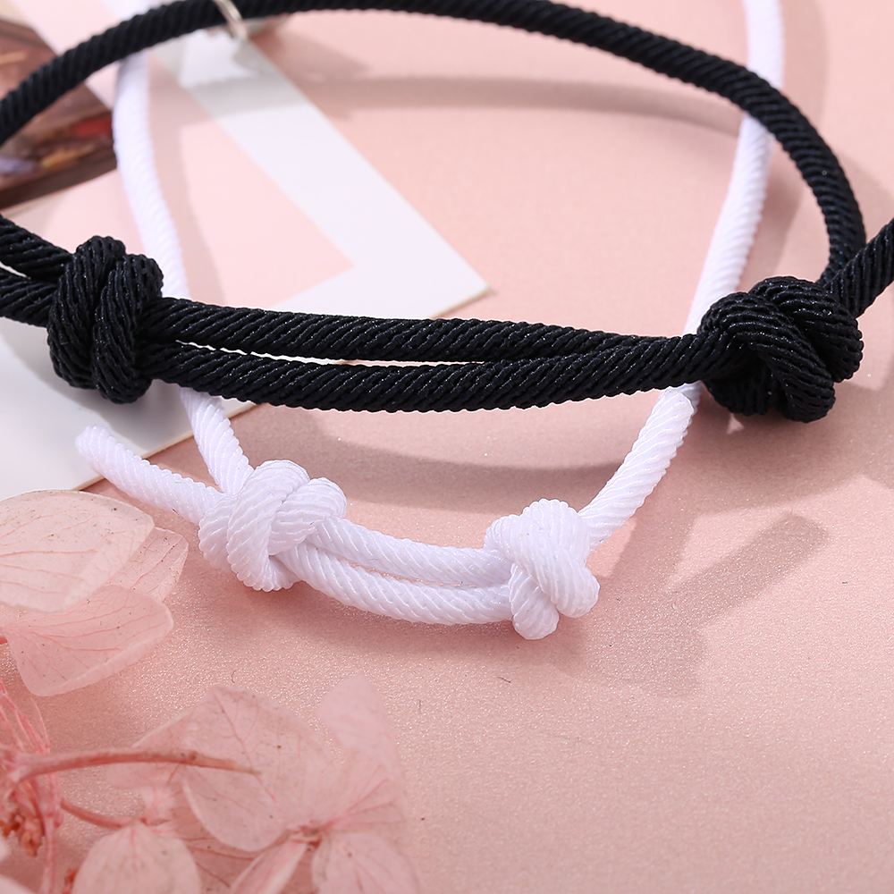 YEEZII Sepasang (2 buah) Gelang Pasangan Magnet Couple Leather Bracelet Koneksi