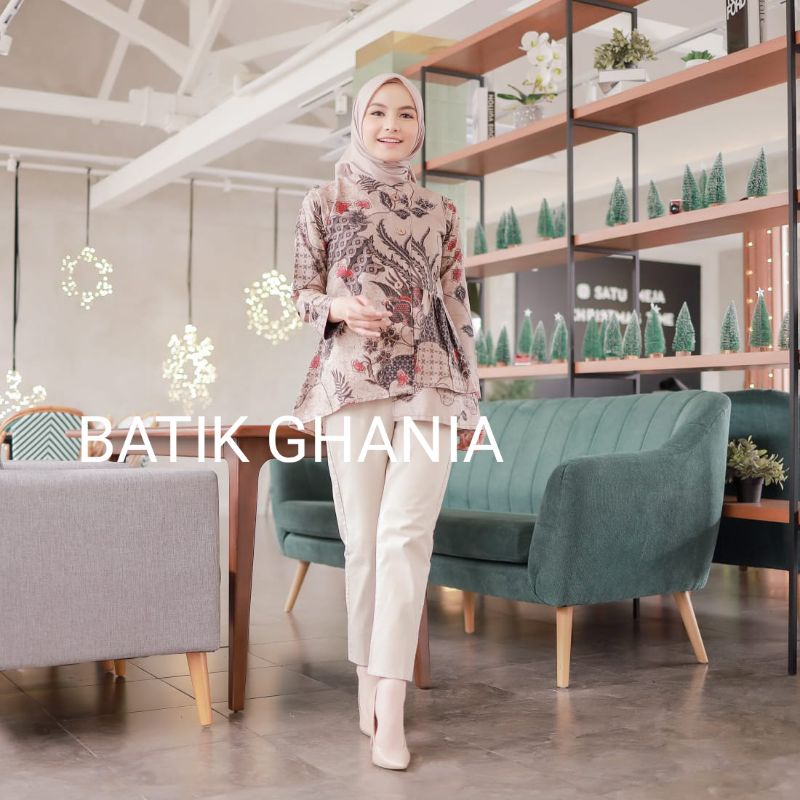 Atasan Batik Terbaru Terbaru Blouse Batik Wanita Lengan Panjang Motif Yasmina BY BATIK GHANIA