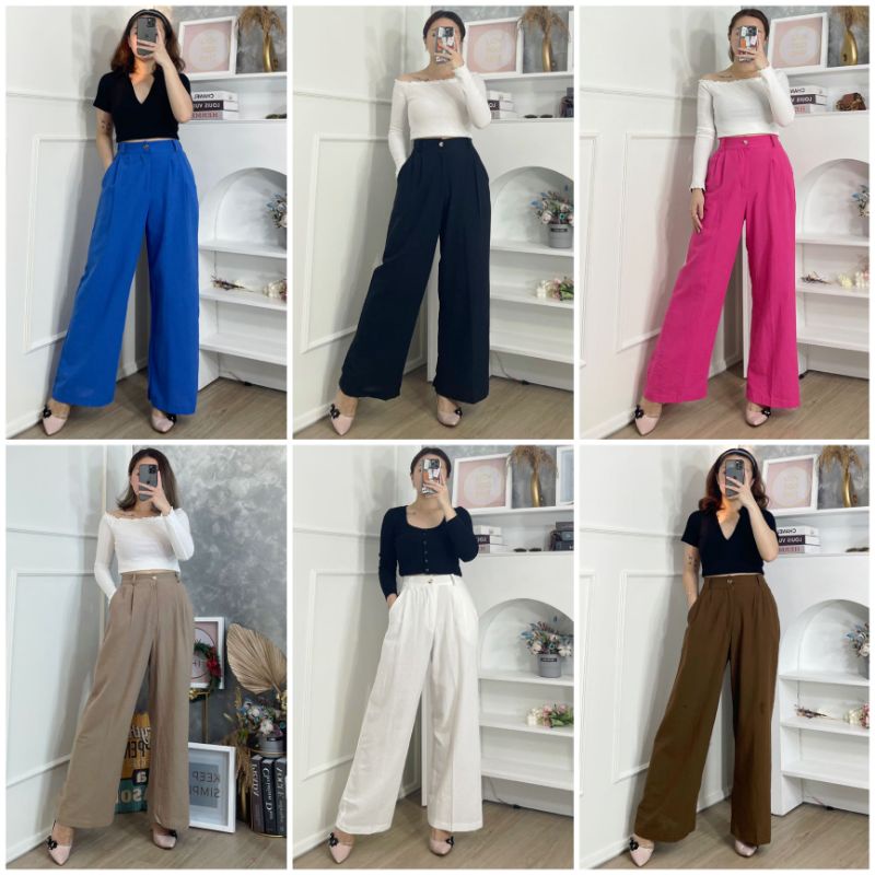 ⚡️CLEARANCE SALE ♡ ORIGINAL ! RIBKA LONG CULLOTE PANTS / CELANA KULOT PANJANG SAJA