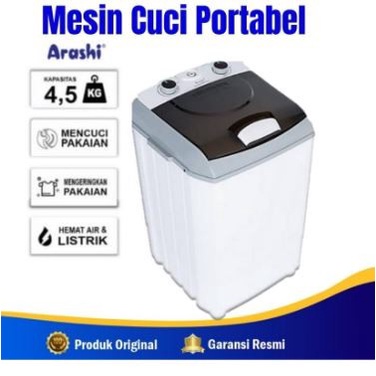 ARASHI mesin cuci Portable AWM 451a garansi resmi Laundry 4.5 kg