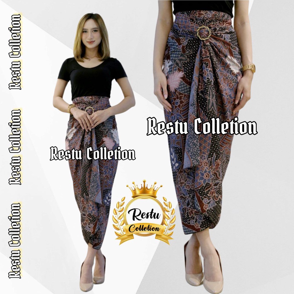 Rok Lilit Motif Batik MegamendungHitam Bawahan Wanita Kebaya Wisuda Kondangan Tunangan Nikahan Bahan Kain Sutra HQ Premium