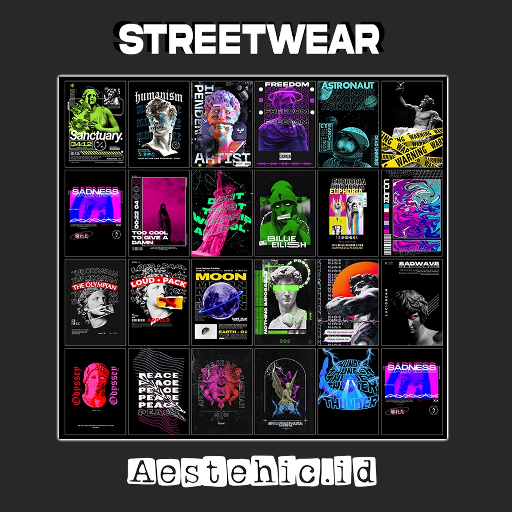 (ISI 32PCS) Poster Dinding streetwear series dekorasi kamar aesthetic aestetik estetik ukuran A5
