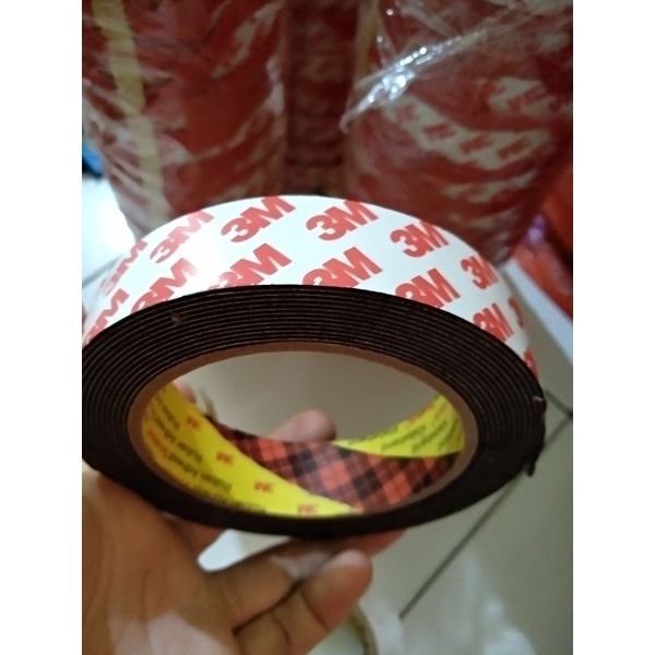 Double Tape PE Foam 3M Black / White T1mm 24mmX4m Double Tape Foam 3M 10mmX4m Hitam / Putih Murah