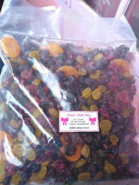 Mixfruit 1kg driedfruit buah kering super food cemilan diet sehat apricot kismis raisin cranberry blueberry vegan