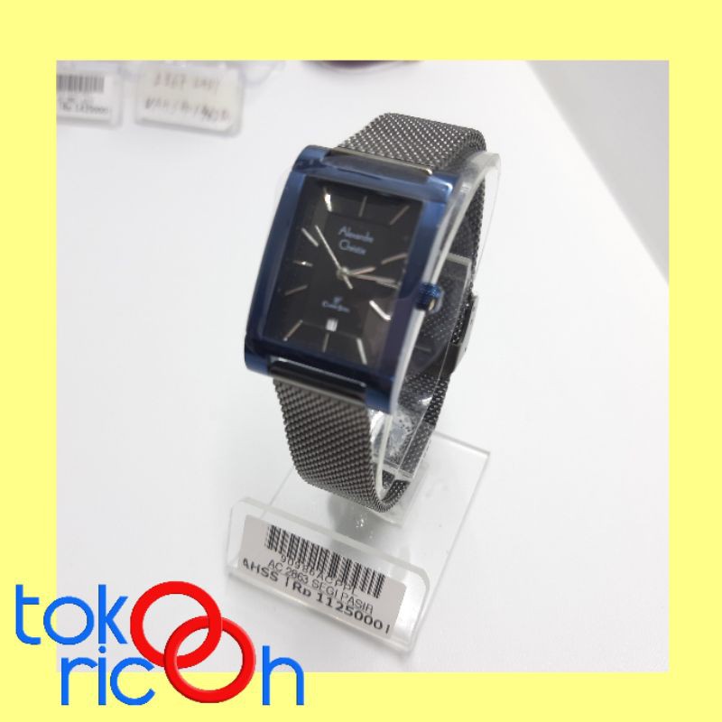 (Toko Ricoh) Alexandre Christie AC 2863 / jam tangan wanita abu / biru / tali pasir