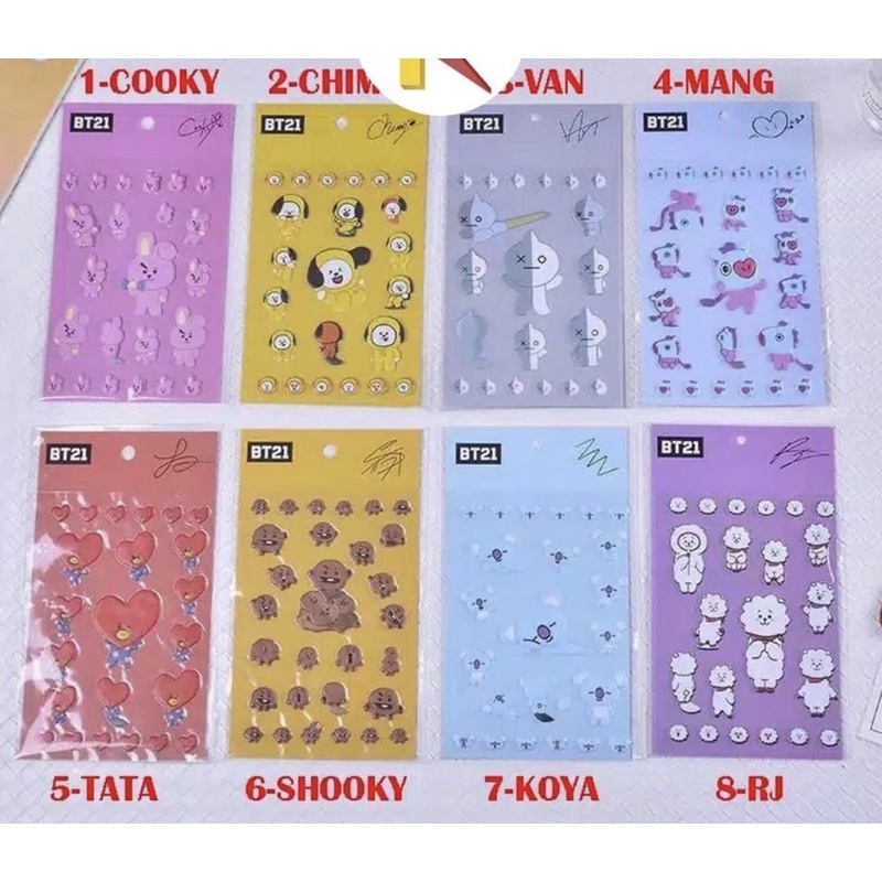 

STICKER BUBBLE KARTUN 3D BT21 BTS untuk Handphone / Laptop | STIKER TIMBUL BT21