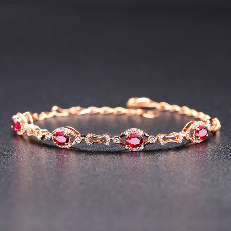 Gelang Ruby Warna Rose Gold Untuk Wanita