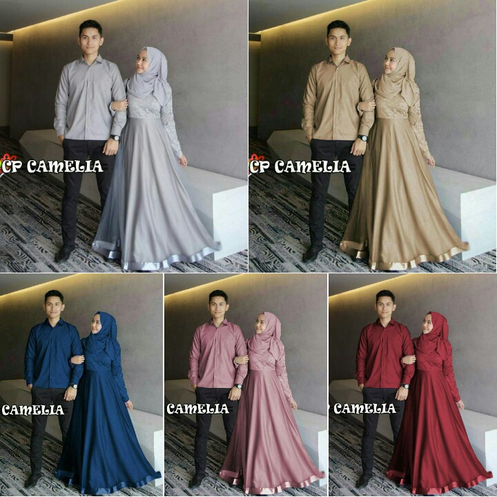 GAMIS COUPLE BALOTELI BRUKAT TILE/GAMIS PASANGAN/GAMIS PESTA/GAMIS LEBARAN/SFY-CP AGODA CAMELIA