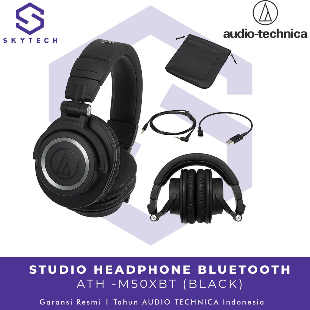 HEADSET BLUETOOTH AUDIO TECHNICA M50X PROFESIONAL BLACK GARANSI RESMI