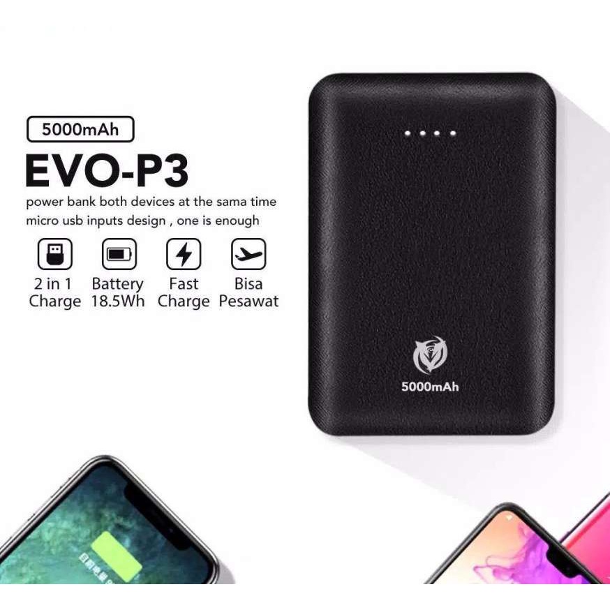 Powerbank EVO P3 Powerbank Mini Portable Power Bank 5000mAh 2A