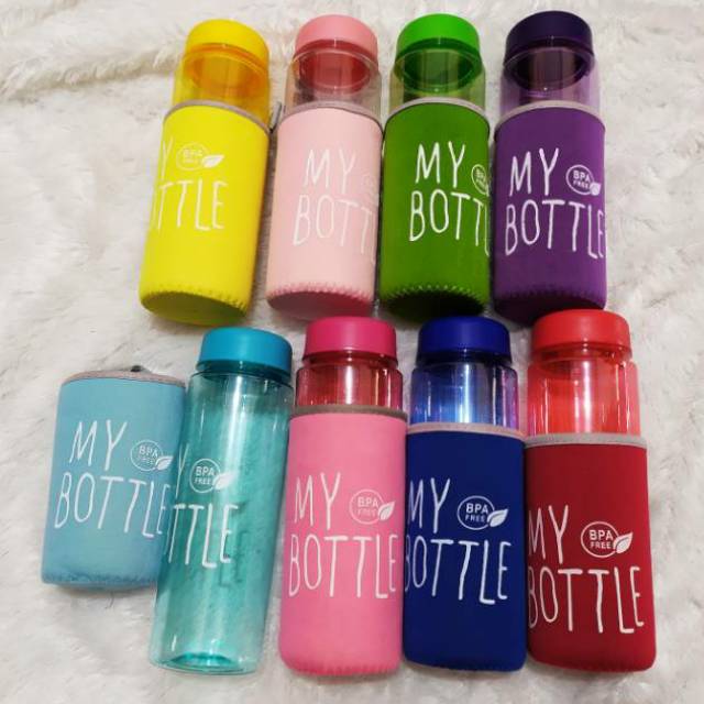 MY Bottle Botol Minum Bening Warna Transparan sarung pouch tahan panas sarung busa
