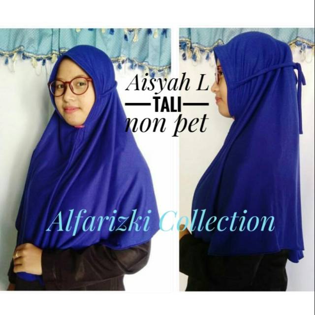 Jilbab Aisyah L tali non pet / jilbab bergo kaos tali non pet