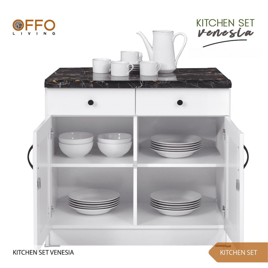 Offo Living - Kitchen Set Lemari Dapur Rak 2 Pintu Body Putih - 014110 VENESIA
