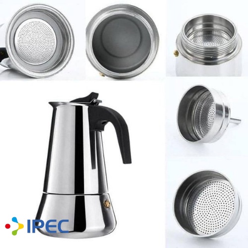 Teko Kopi Stainless Steel 300ml / Moka Pot Coffee Stainless Steel / Teko Espresso Kopi Stainless Steel 8006