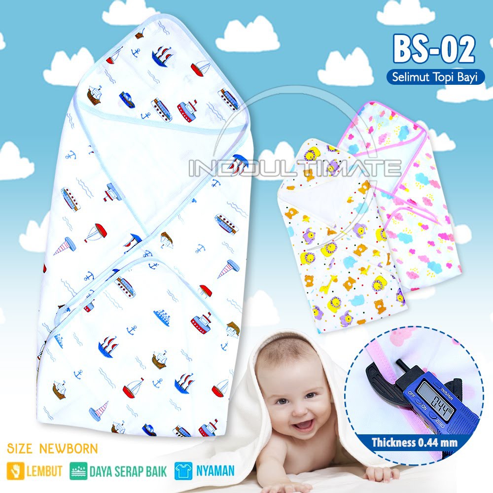 Selimut Topi Bayi Selimut Tidur Bayi Selimut Bayi Tebal Baby Blanket  Selimut Hoodie BS-02