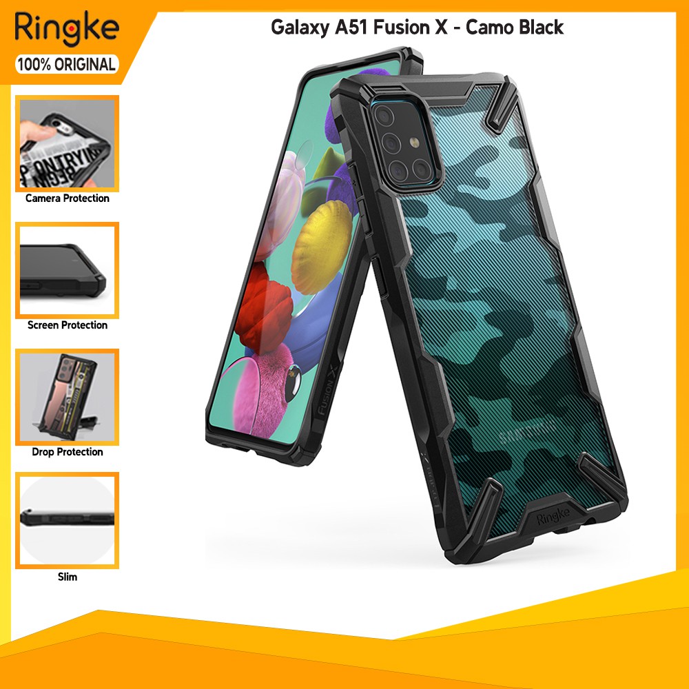 Ringke Casing Samsung Galaxy A51 Fusion X Anti Crack Tahan Banting  Softcase Tipis Military Drop-CamoBlack