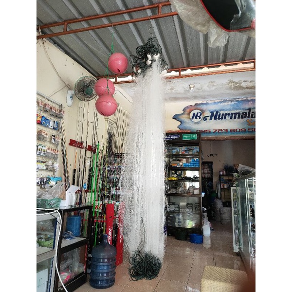 jaring ikan siap pakai 3lapis jaring bentang senar 015 1 3/4inchi bagian dalam senar 030 5 1/2 bagia