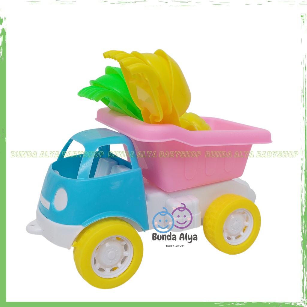 Mainan Anak Mobil Truck Mini Pengangkut Pasir Pantai - Set Mainan Truk Pengeruk Dengan Cetakannya - Mainan Mobil Anak SNI