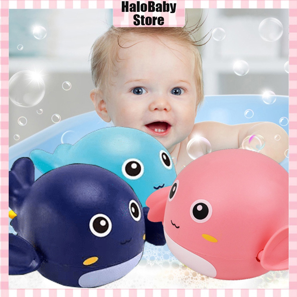 Halobaby Mainan Ikan Paus Mandi Edukasi Anak Bayi Berenang Dolphin Baby Toy