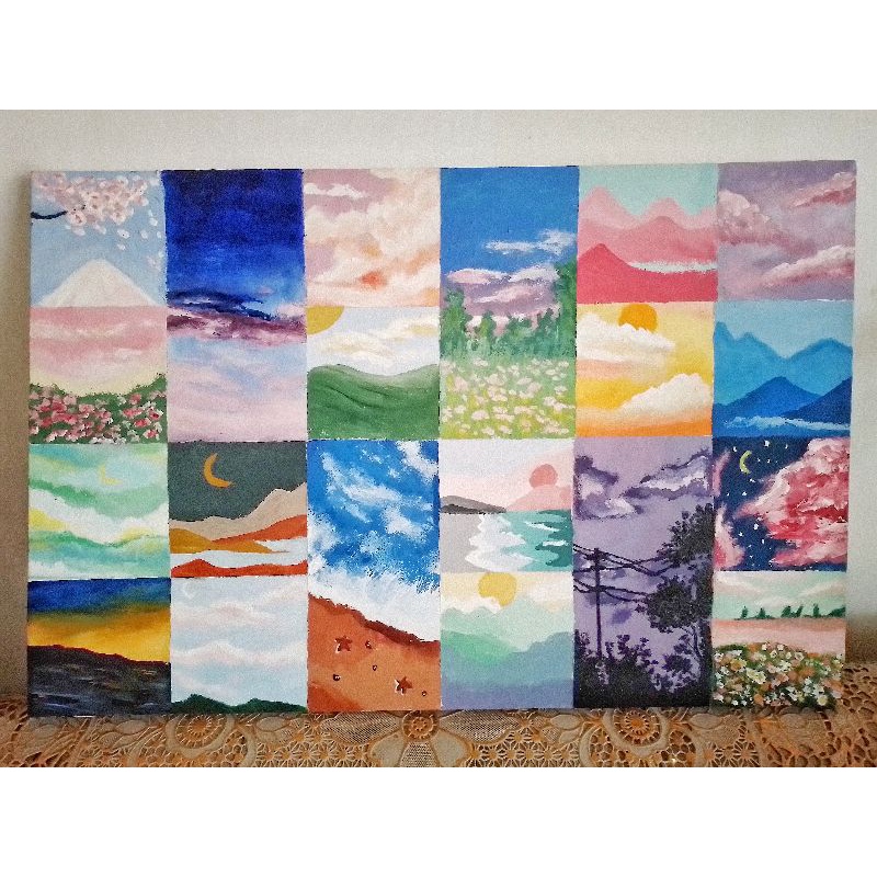 Lukisan handmade/handmade painting aesthetic - acrylic painting on canvas - home wall decor/dekorasi
