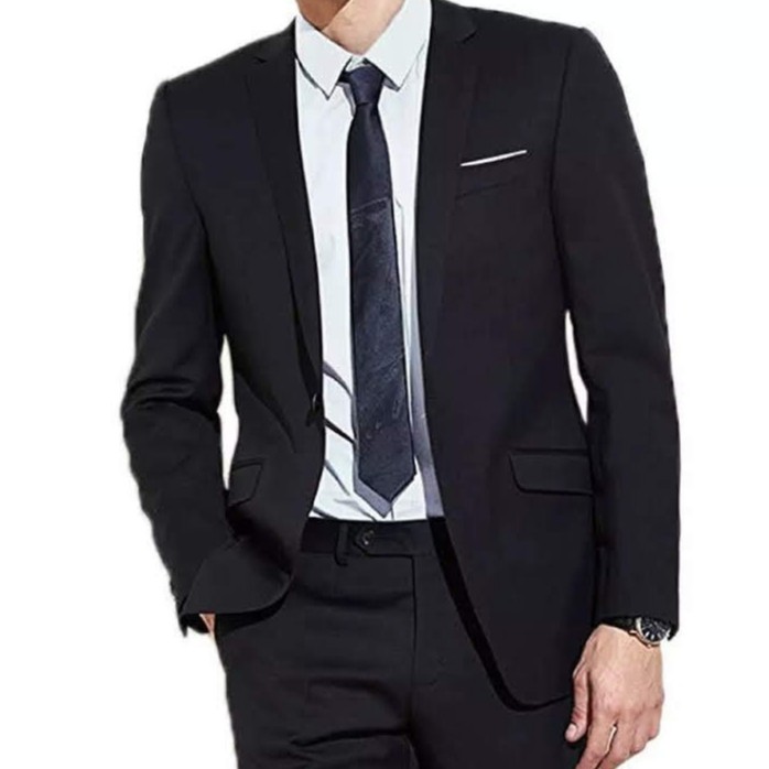 SETELAN BLAZER RESMI PRIA WARNA HITAM SLIMFIT 3IN1 - SUIT BLACK SINGLE BUTTON ORIGINAL NIKAYU