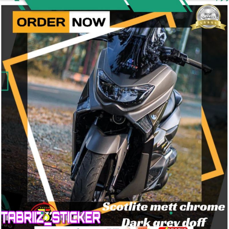 Sticker skotlet metalik chrom doff grey / sticker skotlet motor/ skotlet abu abu monyet merk decal