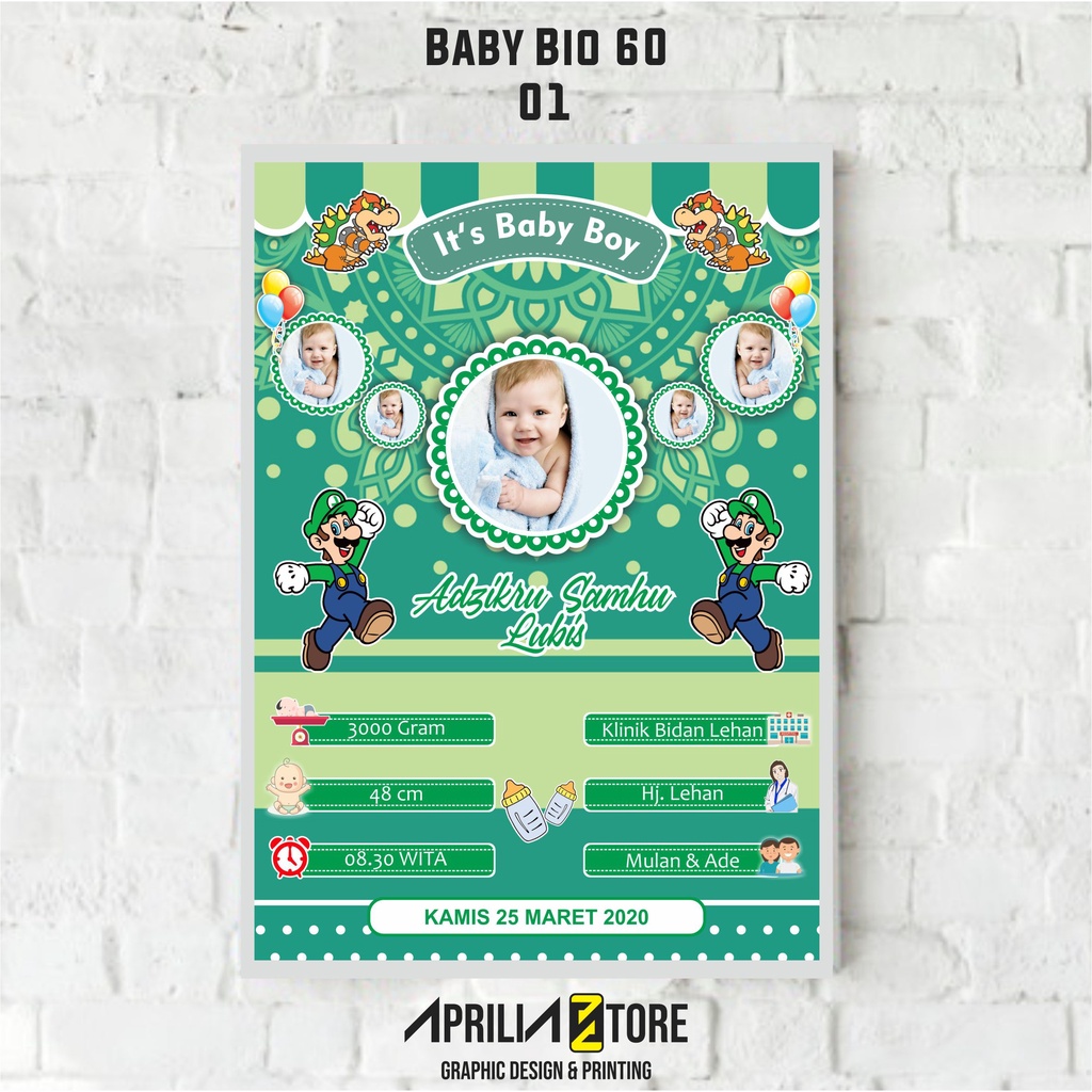 Aprilia Frame Biodata Bayi - Kado Bayi - Baby Bio Kado Lahir Bayi