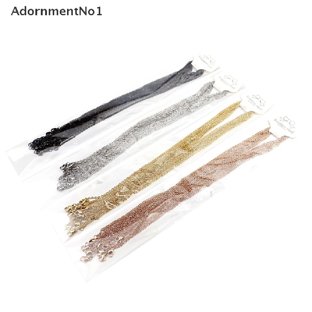 (AdornmentNo1) 10pcs Kalung Rantai Stainless Steel 45 + 5cm Warna Emas Untuk Wanita