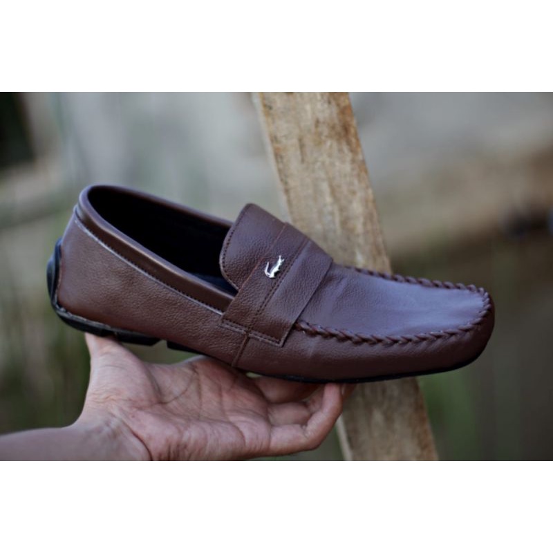 ENOZ X SLIM - Slop Kasual Formal Pria Sepatu Slip On Pansus Cowo Kulit Asli Casual Kerja Formal Santai Murah Terbaru Keren Gaya