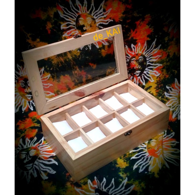 KOTAK Box Jam Tangan Kayu Jati Belanda isi 10 / Box Jam Tangan 10 slot