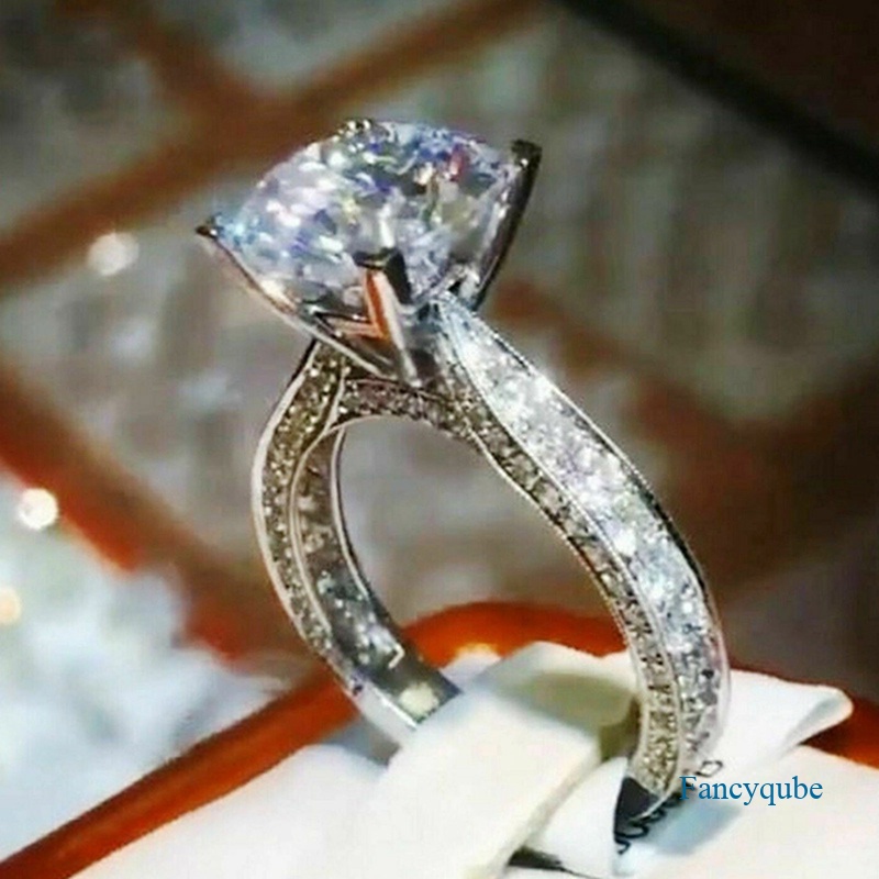 Cincin Wanita Bentuk Persegi Hias Cubic Zirconia Gaya Klasik / Simple / Putri Untuk Pernikahan