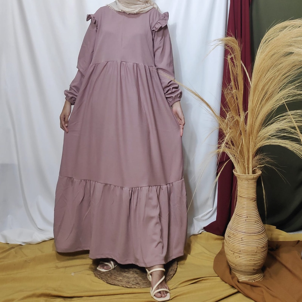 Dailythings Gamis Delia BUSUI Rempel Ukuran Fit L sampai XXL Lingkar Dada 110 cm Panjang 130 cm