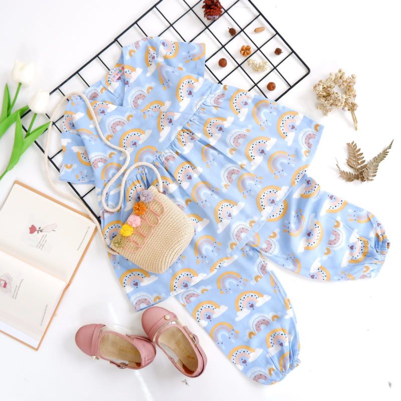 setelan anak katun rayon / setelan anak cewek / setelan katun rayon