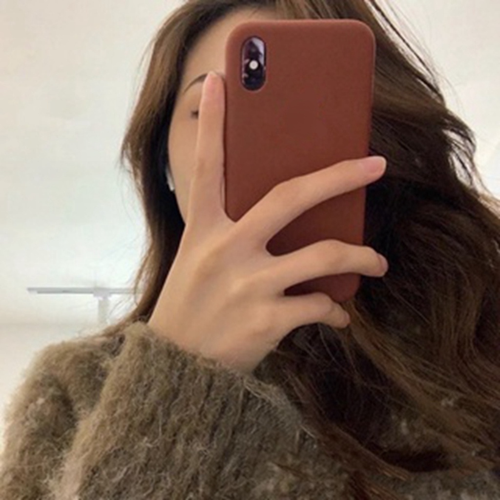 Cover IPhone Silikon Cair Coklat Caramel Warna Hangat Untuk Iphone14 13 12 11 Pro X XS Max XR SE 2020 6 6s 7 8 14 Plus Casing Full Lengkung