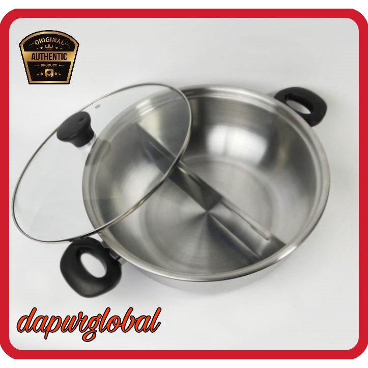 Panci Shabu Sekat 28cm / Hot Pot Sukiyaki Sukipot Suki Pan Stainless