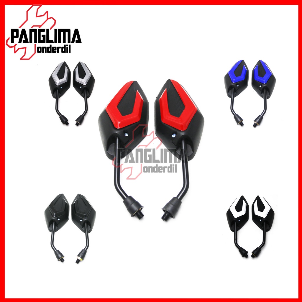 Spion Variasi Semua Jenis Motor Honda Drat Kanan Baut 14 Putih-Merah-Biru-Hitam-Silver Beat-Vario-Scoopy-Spacy-Revo-Grand-Supra-PCX Sepion-Kaca Set