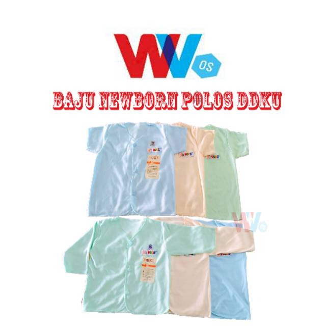 Baju bayi New Born polos DDKU baby newborn lengan pendek / lengan panjang