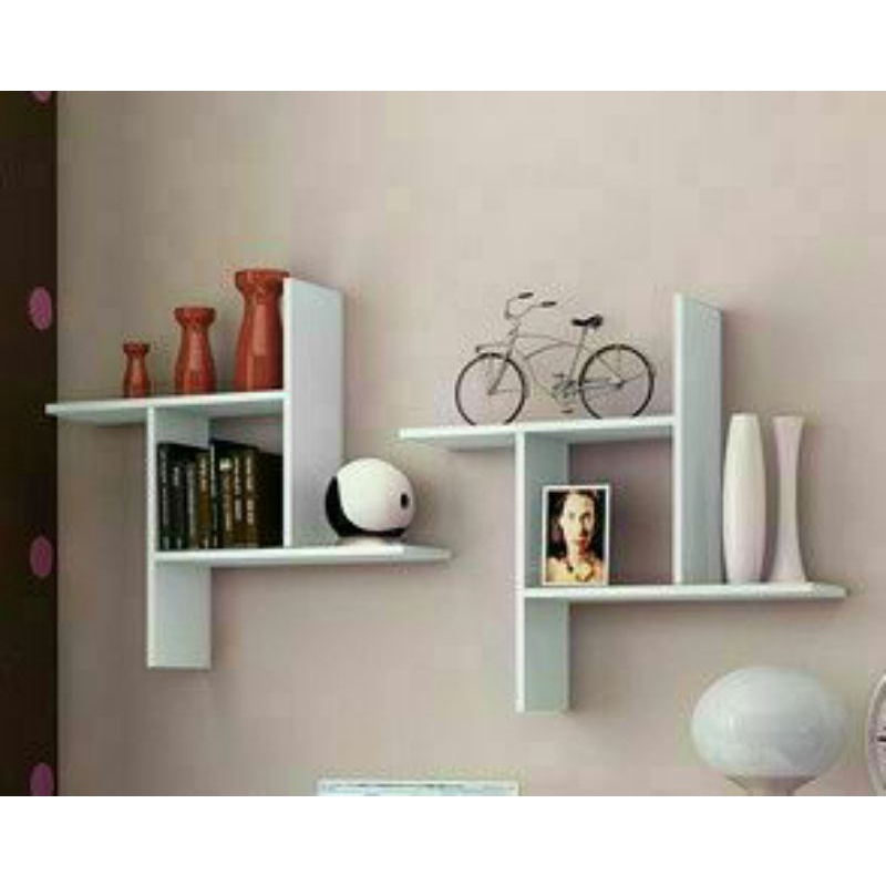 Rak Dinding Tembok Laci Tempel Tempat Penyimpanan Kosmetik Make Up Dandan Kayu Besi Modern Kamar Rak