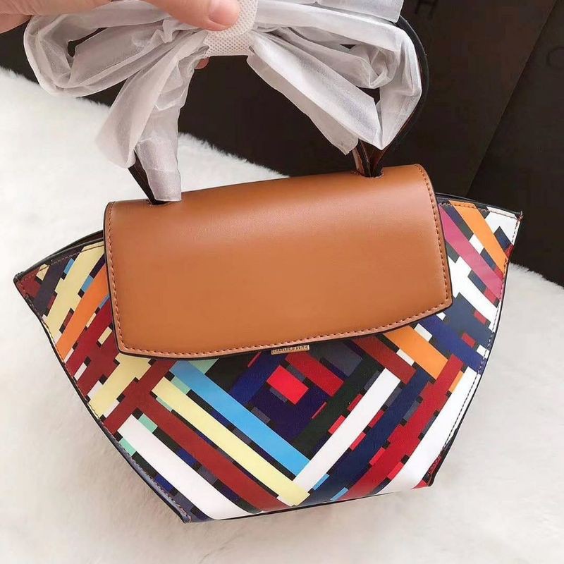 Cnk Striped Trapeze Top Handle Bag