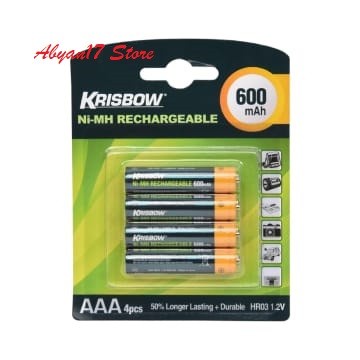 krisbow set baterai rechargeable size aaa 600 mah 4 pcs - Batre Charger Cas