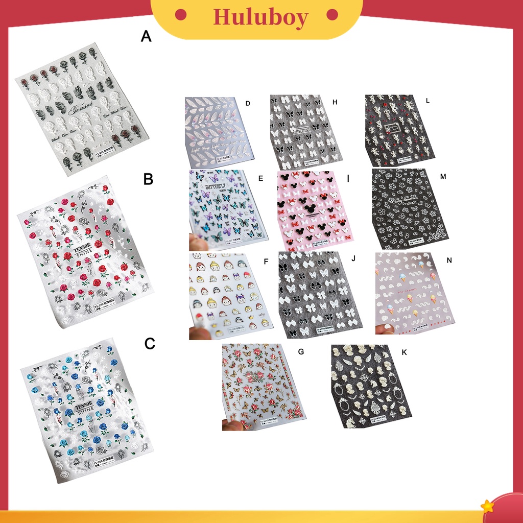 Huluboy Huluboy♡ Stiker Kuku Aneka Bentuk Ultra Tipis Untuk Nail Art