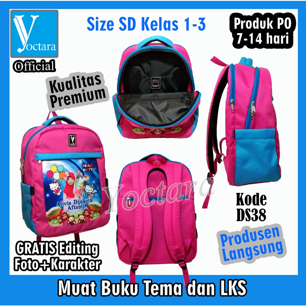 Yoctara DS38 | Tas Anak Pakai Foto Nama Karakter Hello Kitty Tas Anak Pakai Foto, Nama, Karakter Hel